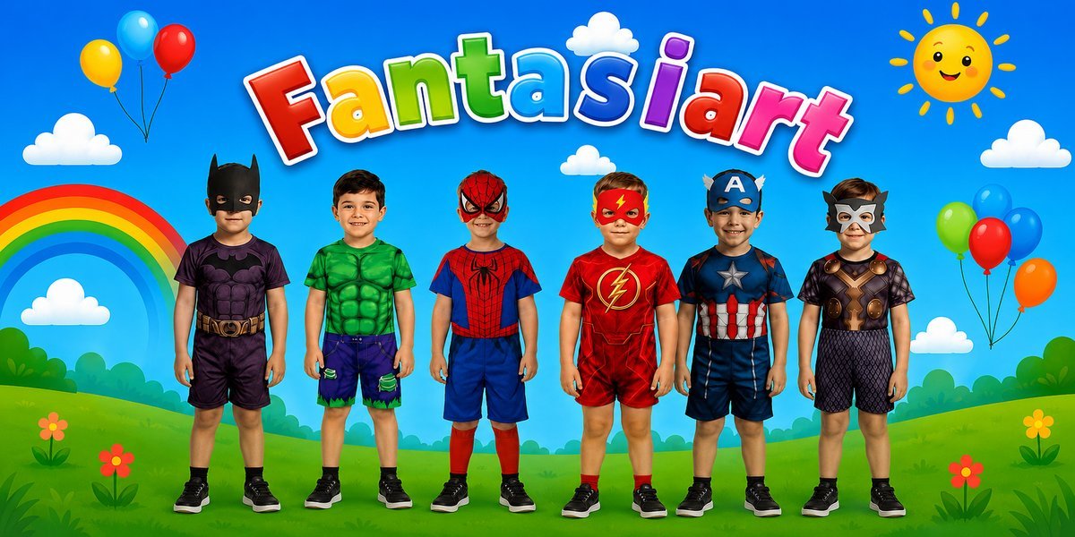 Fantasiart — crianças fantasiadas de super-heróis